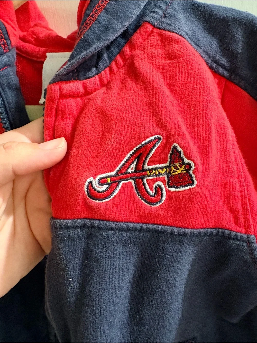 Majestic Kids Red and Navy Atlanta Braves Colorblock Zip Hoodie